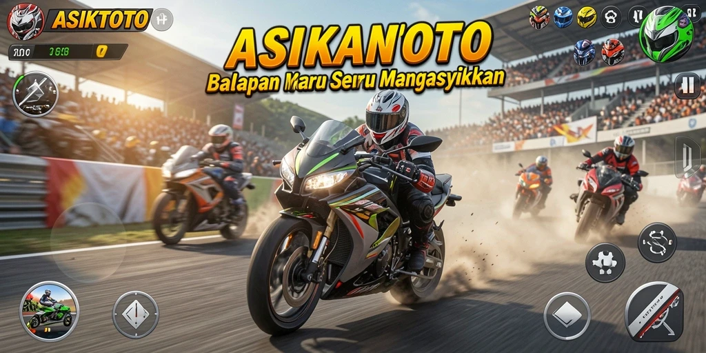 Gameplay menarik ASIKTOTO dengan balapan motor yang seru.