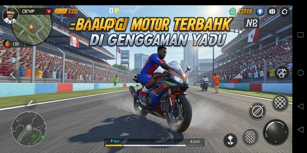 Tampilan utama gameplay CR7VIP menampilkan aksi balapan yang mendebarkan.
