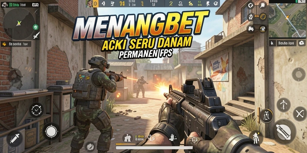 Screenshot utama MENANGBET menunjukkan aksi seru gameplay FPS.