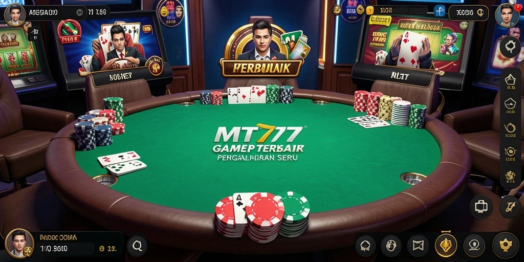 Tampilan screenshot MT777 menampilkan aksi seru dalam permainan poker.