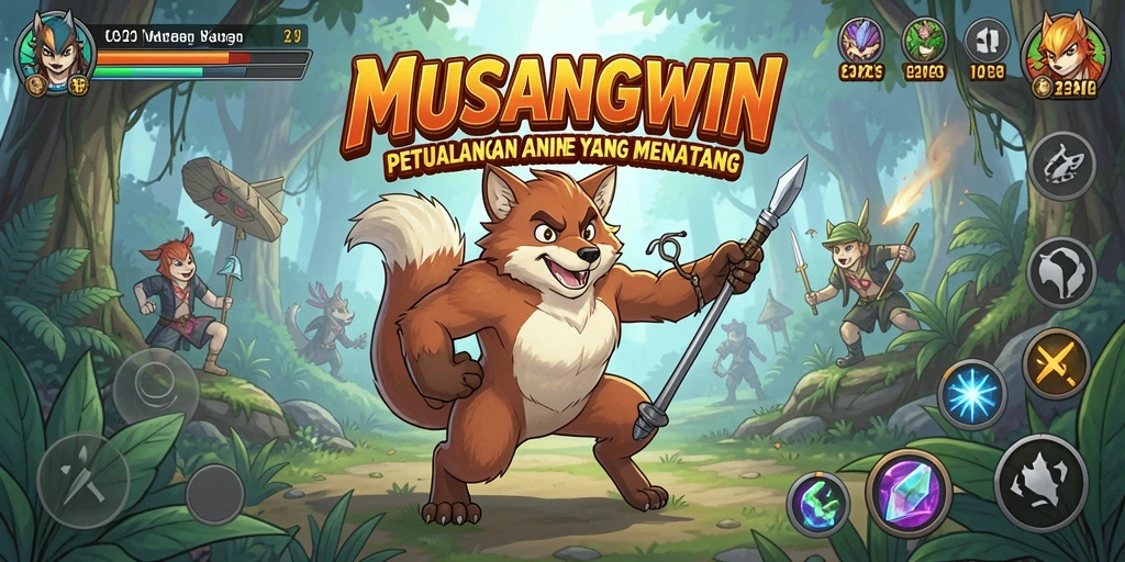 Tampilan gameplay seru dalam MUSANGWIN dengan grafis Anime yang menawan.