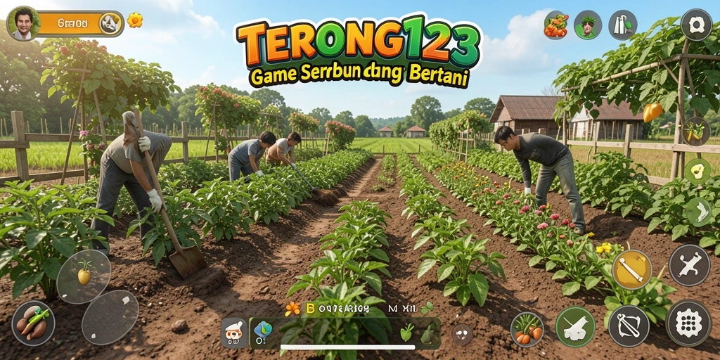 Gameplay seru berkebun di TERONG123 dengan berbagai tanaman.