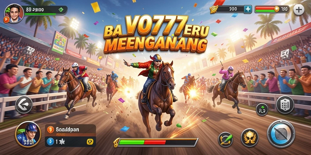 Screenshot gameplay VO777 menunjukkan aksi balapan yang intens.